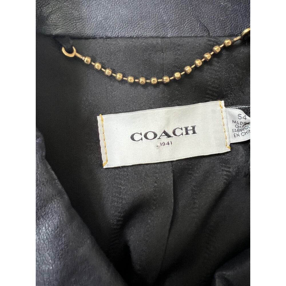 Coach Men's Leather Biker Moto Jacket Navy Size 54/XL NWT $1300 - Picture 4 of 16